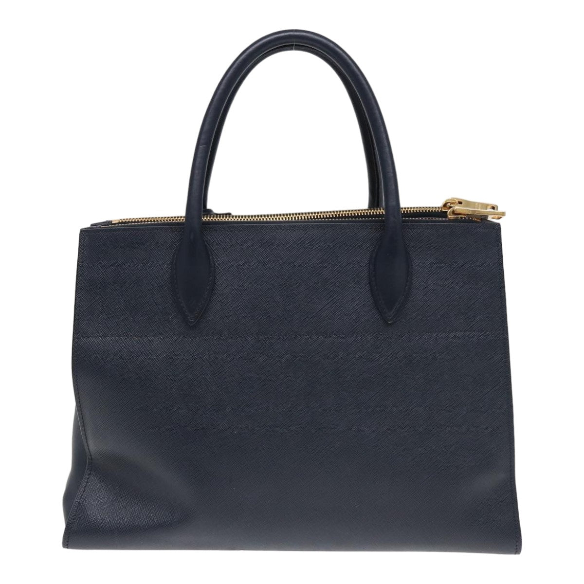 Prada Hand Bag Safiano 2Way Auth Leather Navy Travel Bag