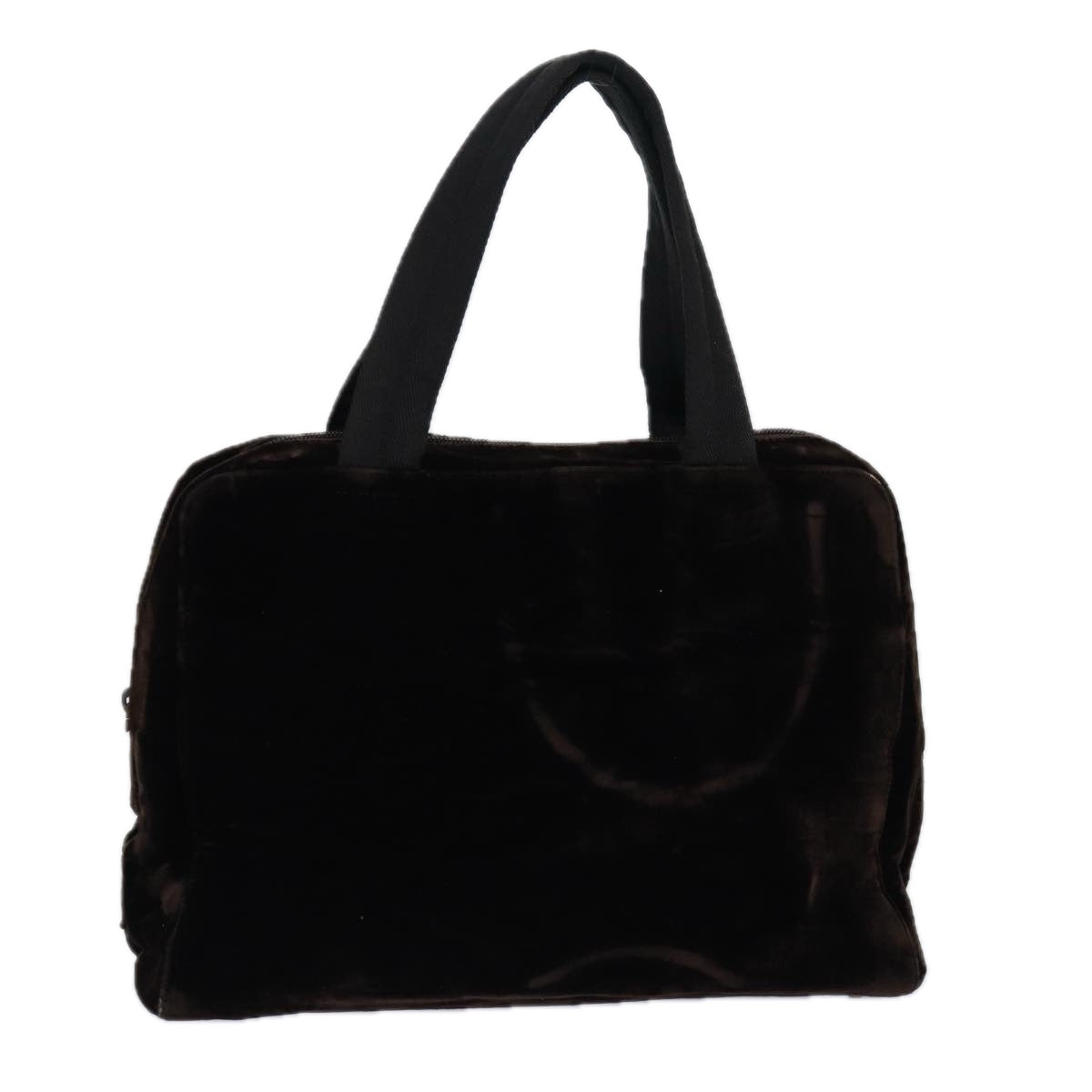 Prada Hand Bag Velor Auth Brown Travel Bag
