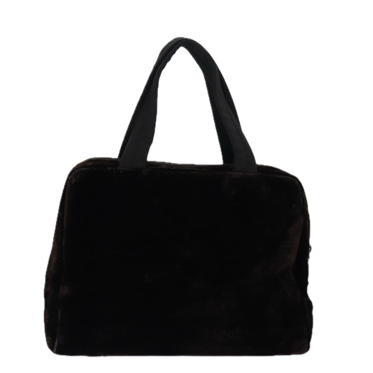 Prada Hand Bag Velor Auth Brown Travel Bag