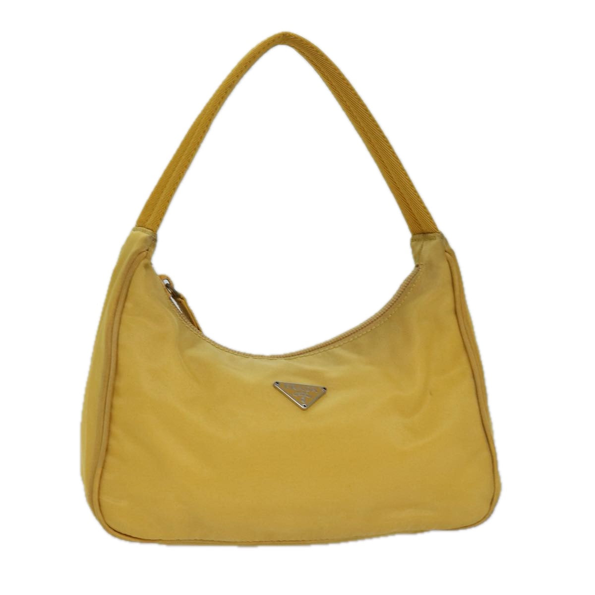 Prada Hand Bag Auth Nylon Yellow Travel Bag