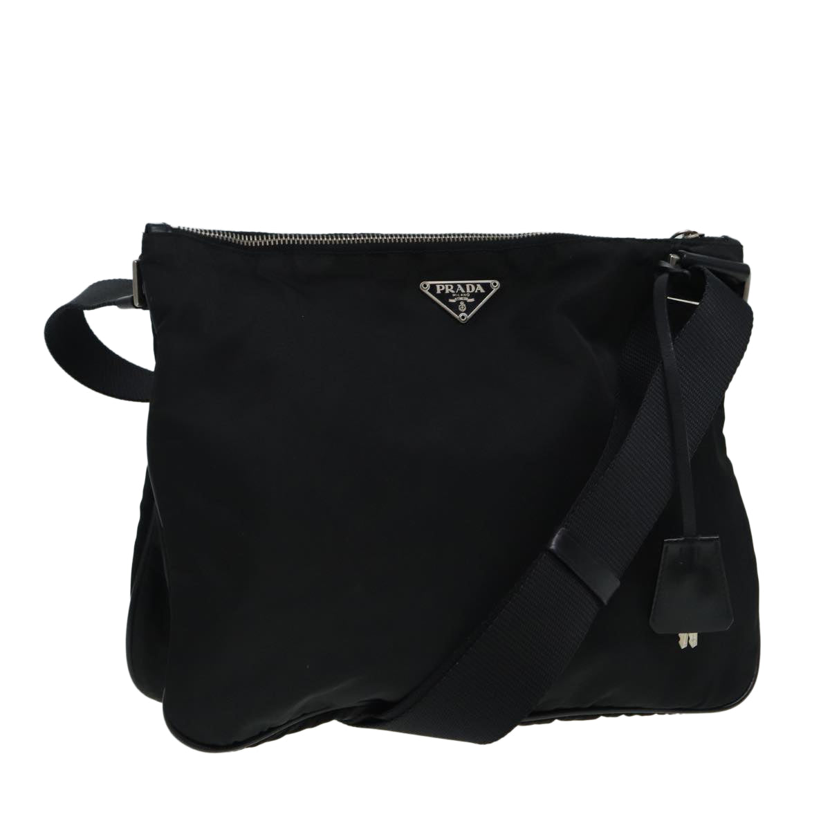 Prada Shoulder Bag Auth Nylon Black Black Auth Ar12303