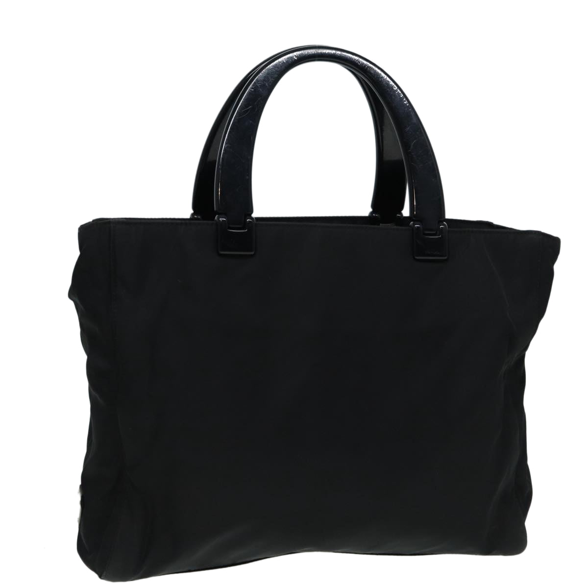Prada Hand Bag Auth Nylon Black Silver Travel Bag Silver Auth Ar12363
