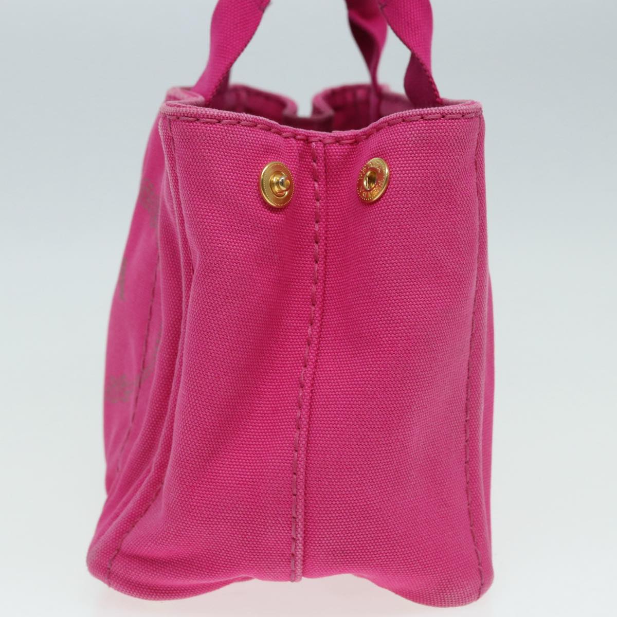 Prada Canapa Pm Hand Bag 2Way Auth Canvas Pink Gold Travel Bag