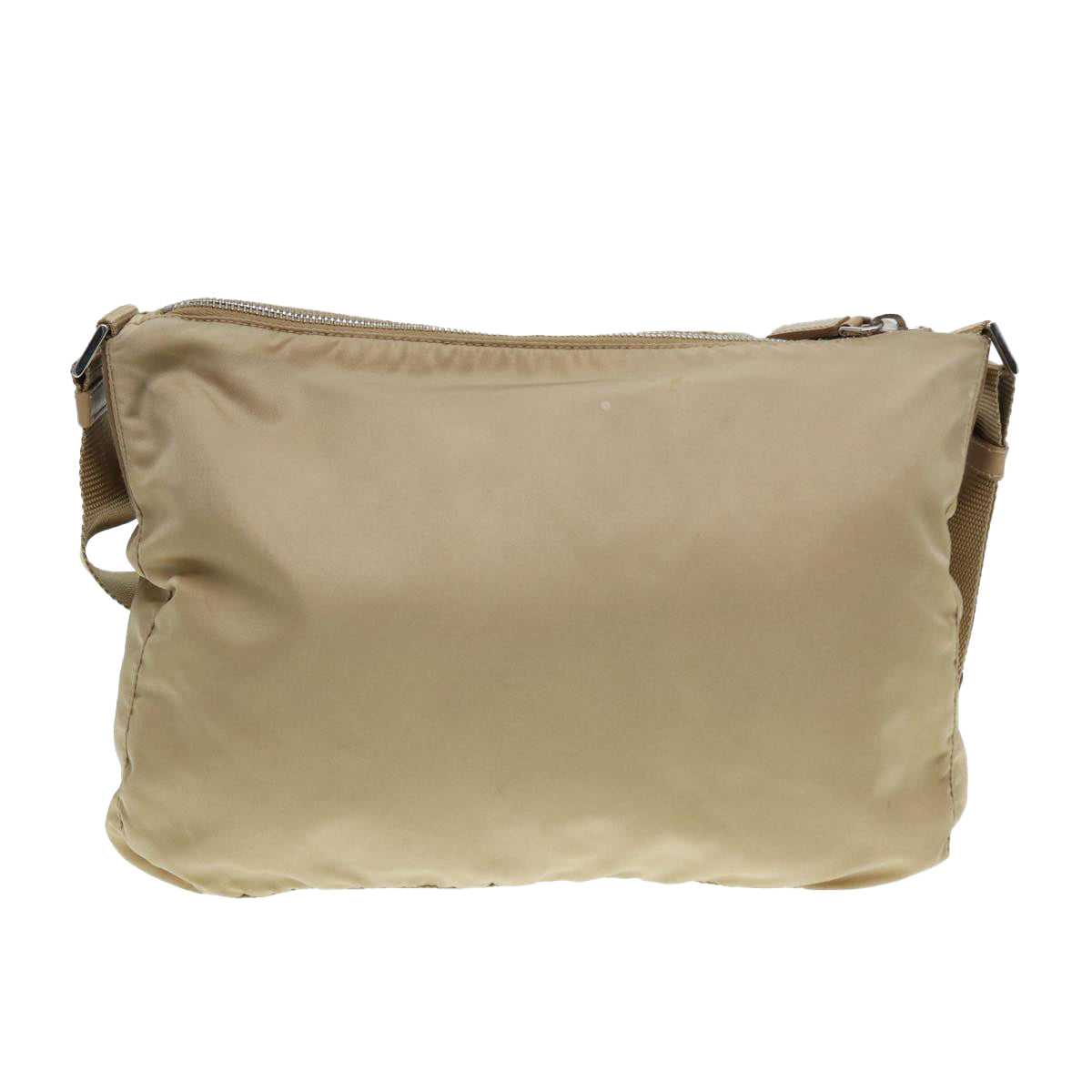 Prada Shoulder Bag Auth Nylon Beige Silver Silver Auth Ar12464