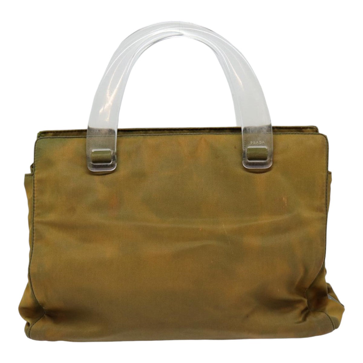 Prada Hand Bag Auth Nylon Brown Silver Travel Bag