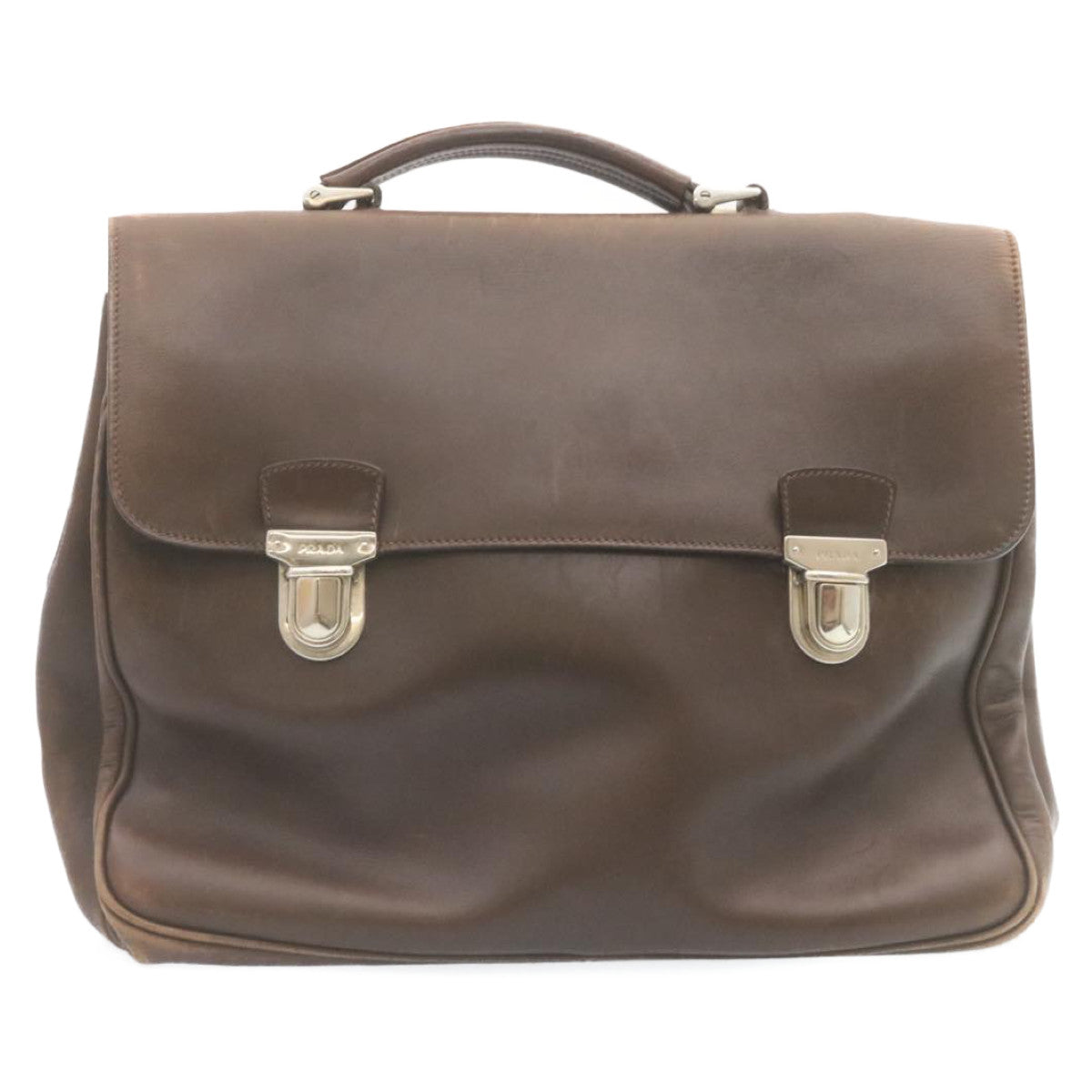Prada Hand Bag Leather Brown Travel Bag Bag Brown Ar6360