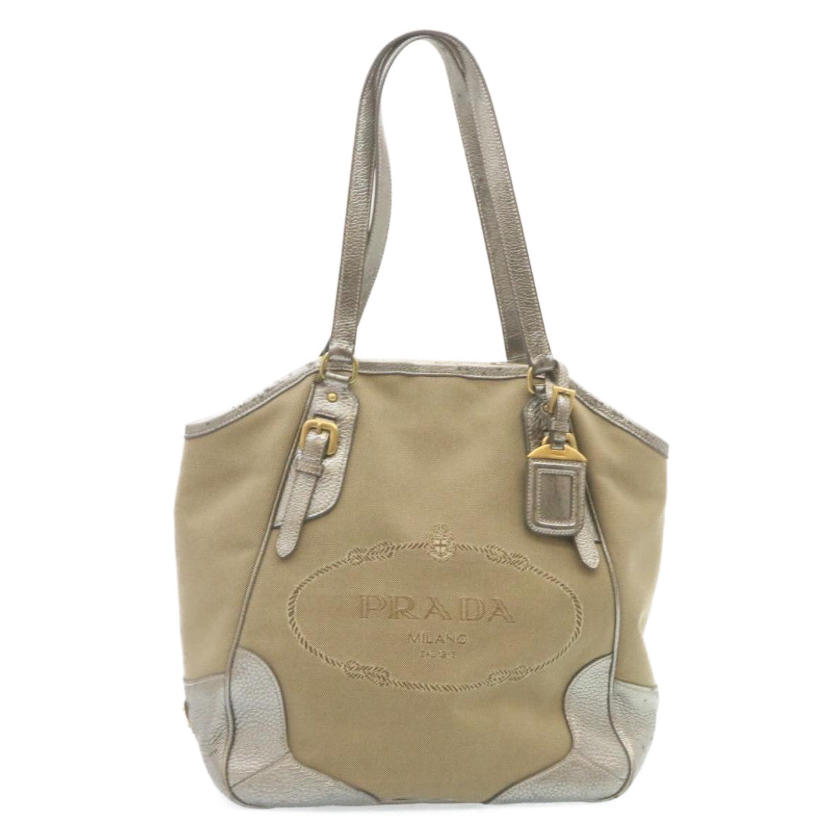 Prada Tote Bag Canvas Beige Canvas Beige Ar6404