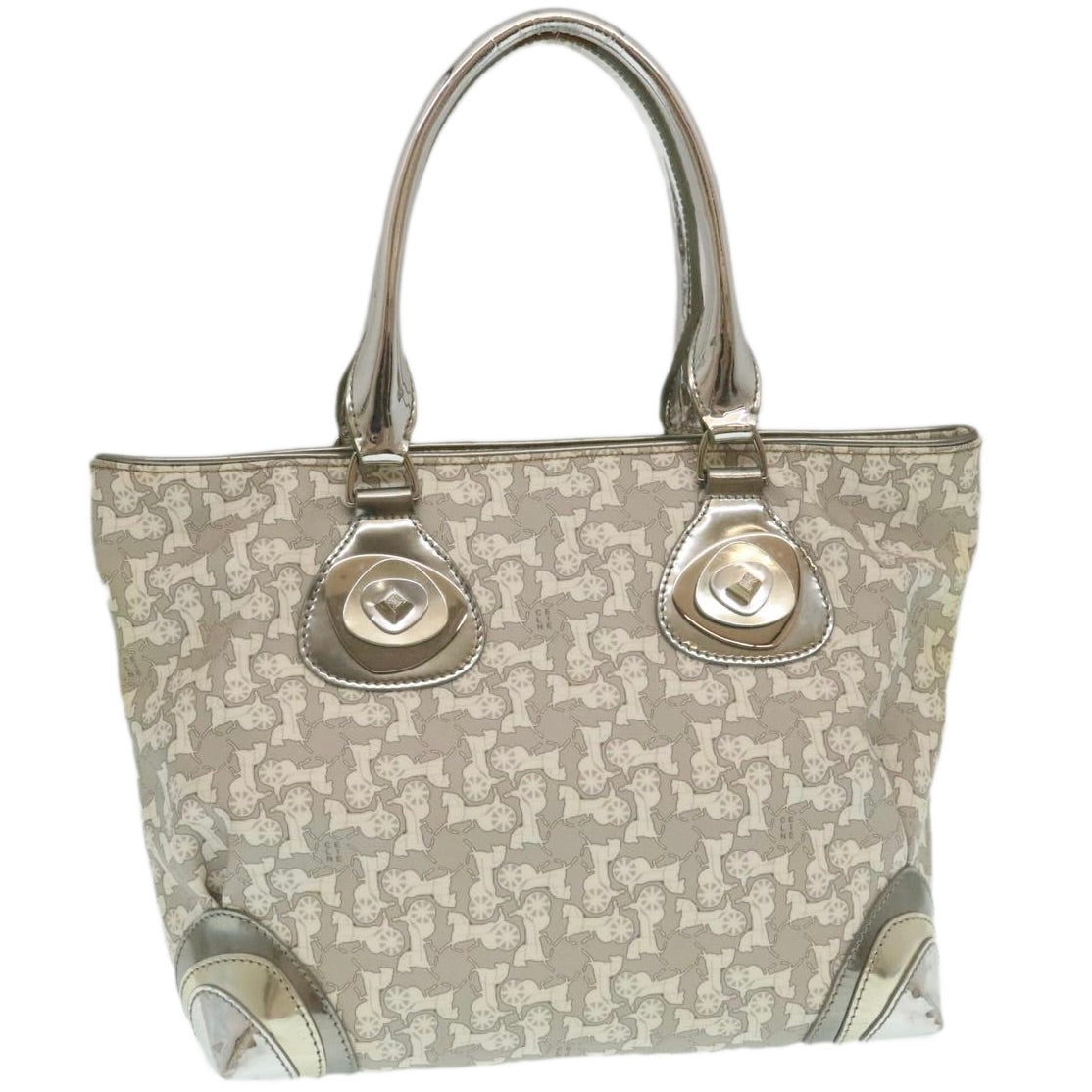 Luxury Horse Carriage Hand Bag Pvc Gray Leather Travel Bag