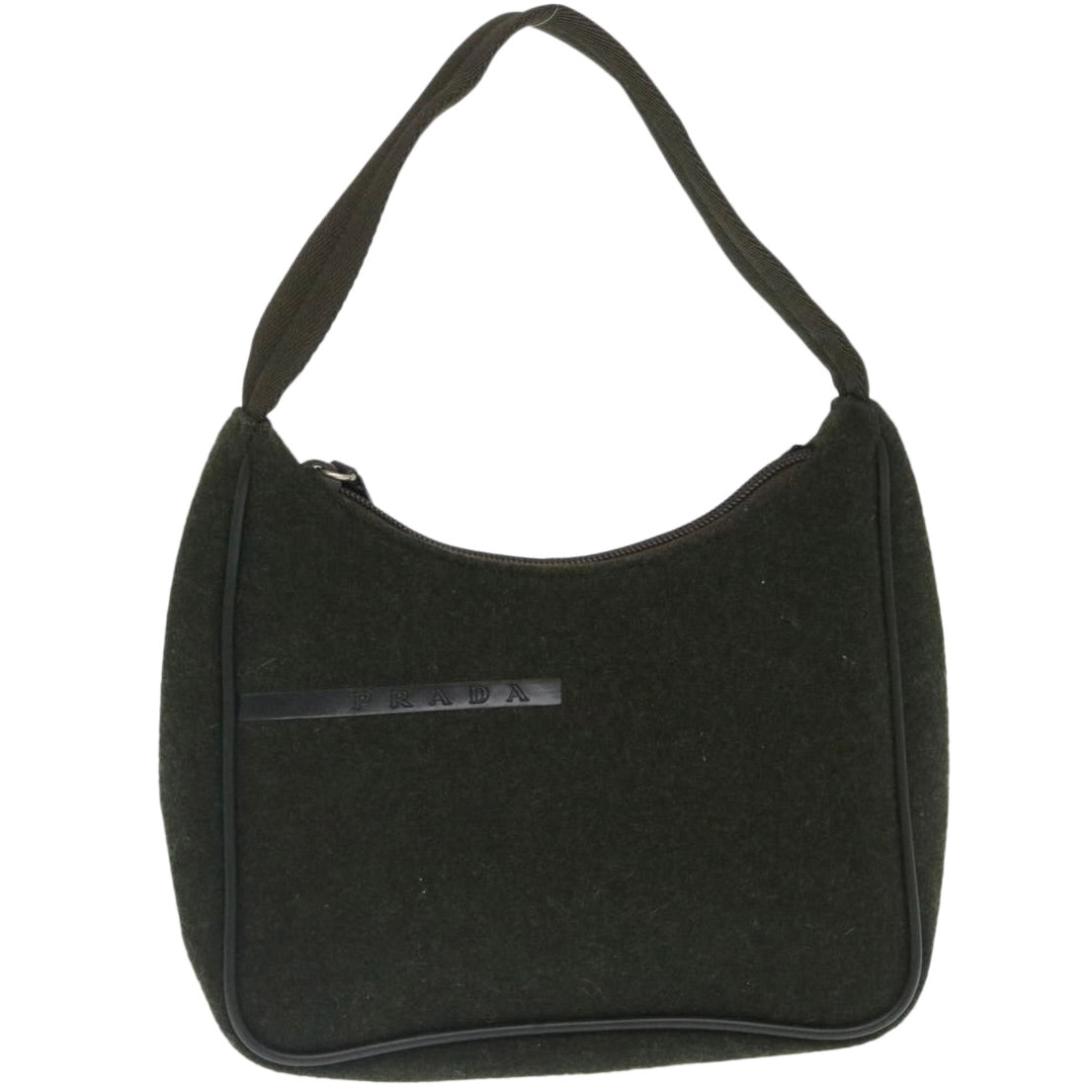 Prada Hand Bag Wool Green Travel Bag
