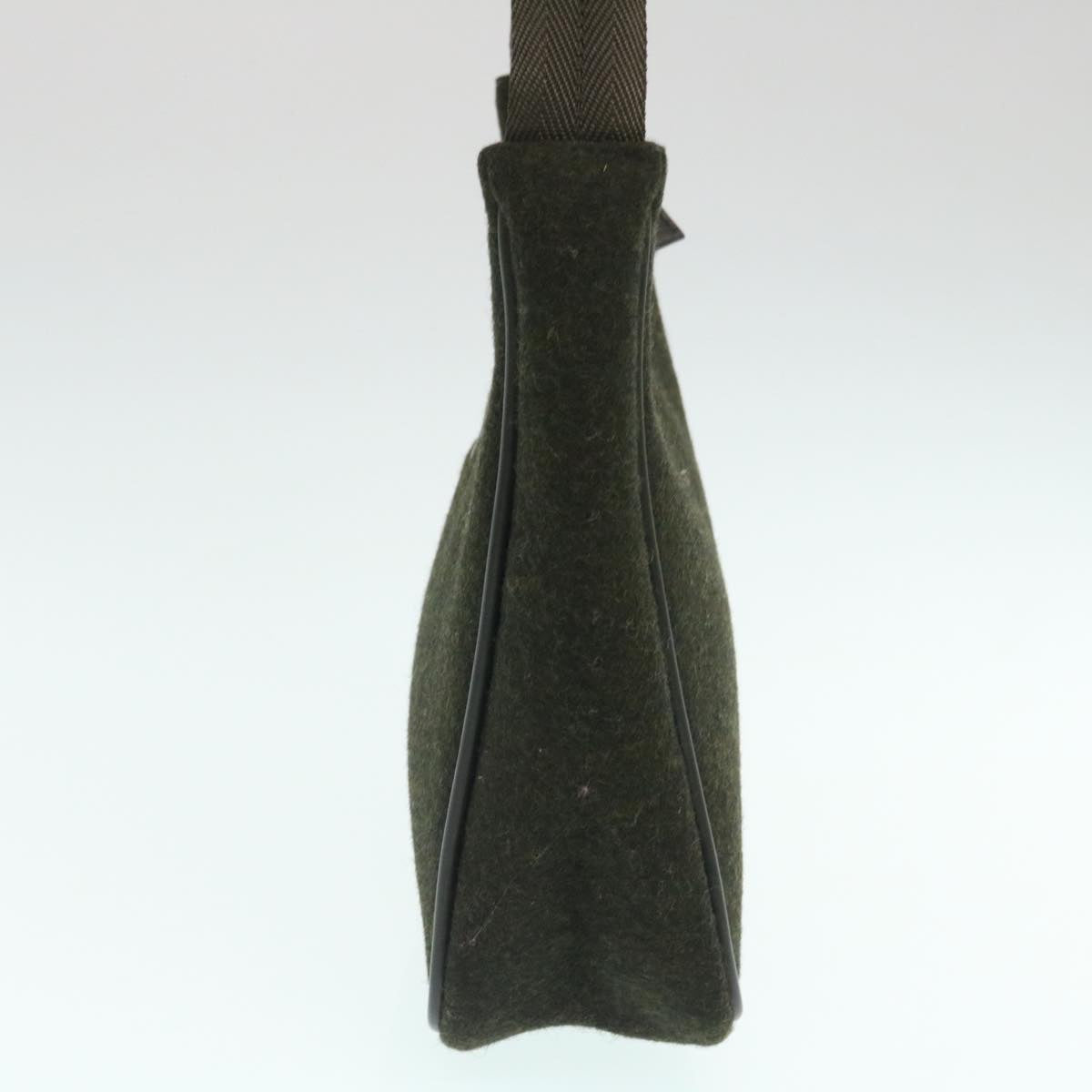 Prada Hand Bag Wool Green Travel Bag