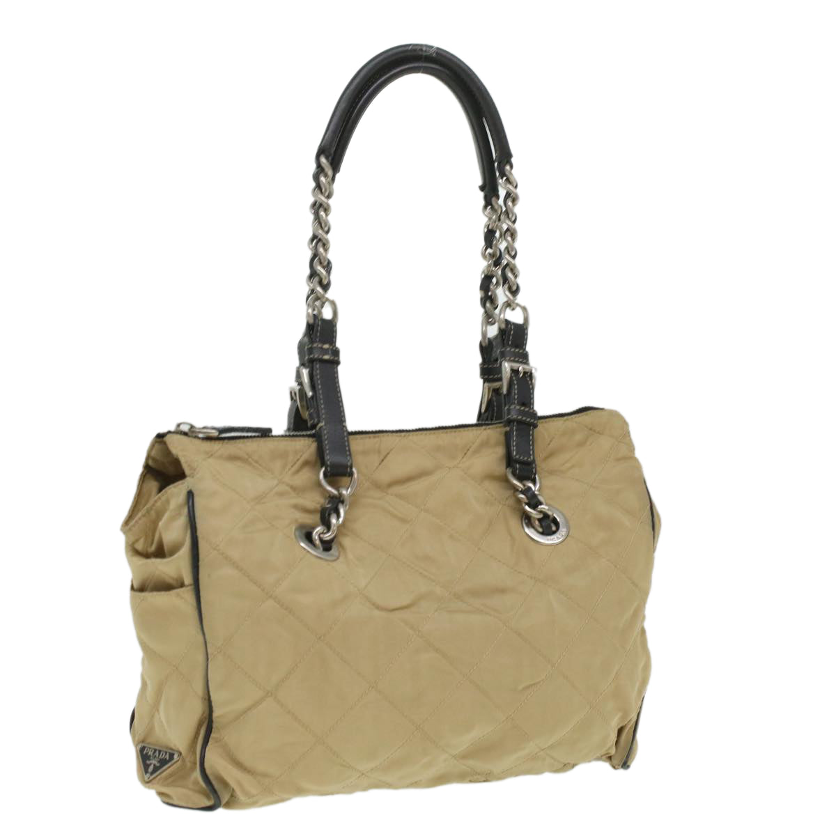 Prada Shoulder Bag Nylon Quilted Beige Nylon Beige Ar8728