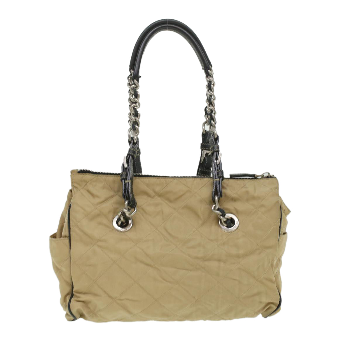 Prada Shoulder Bag Nylon Quilted Beige Nylon Beige Ar8728