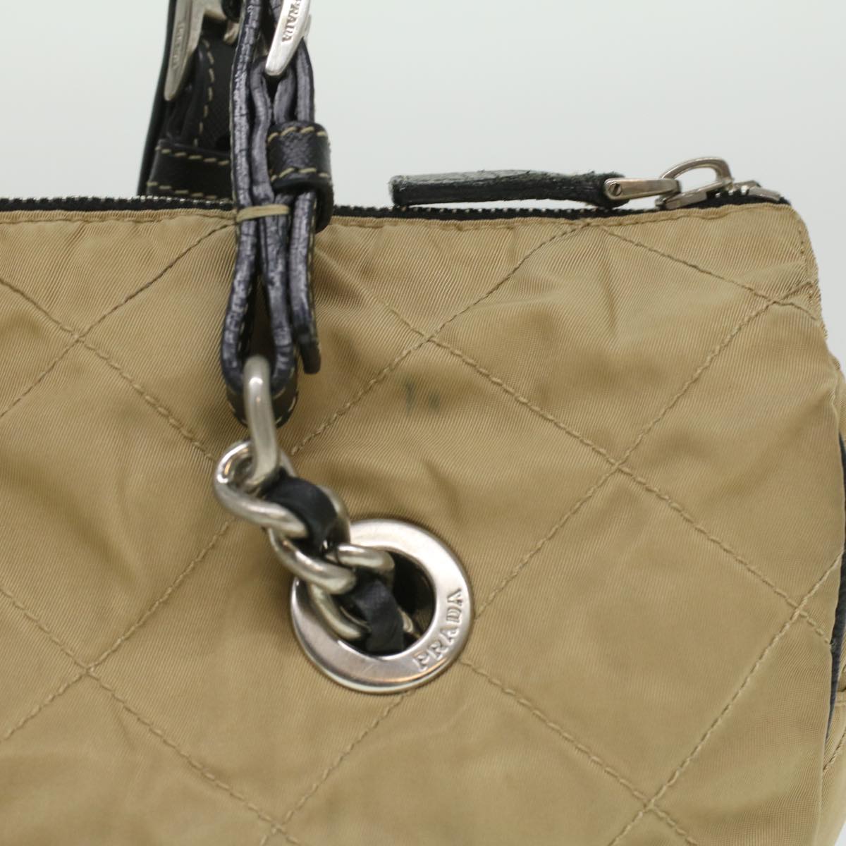 Prada Shoulder Bag Nylon Quilted Beige Nylon Beige Ar8728