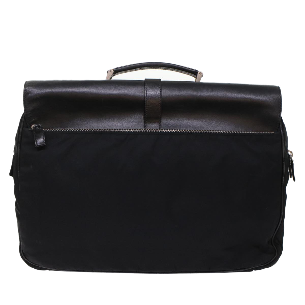 Prada Hand Bag Leather Nylon Black Travel Bag