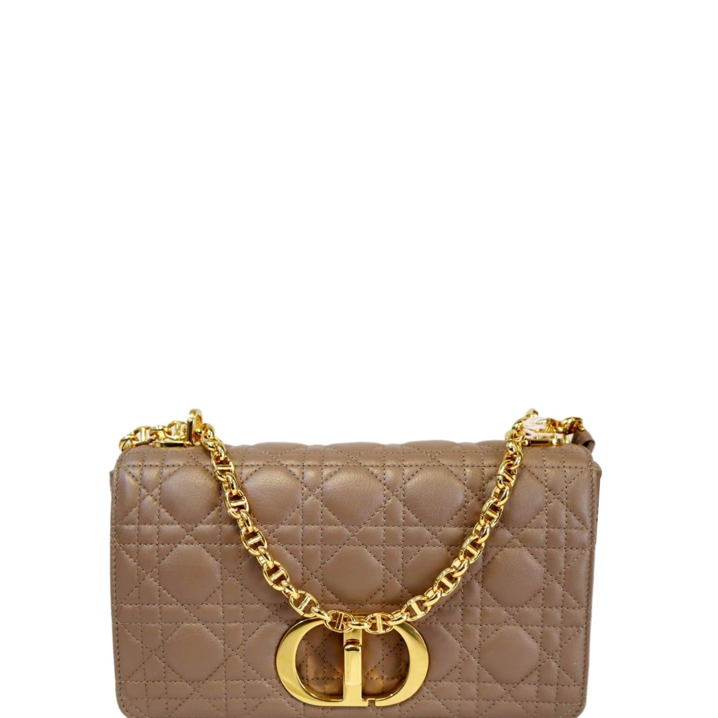 Dior Caro Iridescent Shoulder Bag Metallic Leather Pink