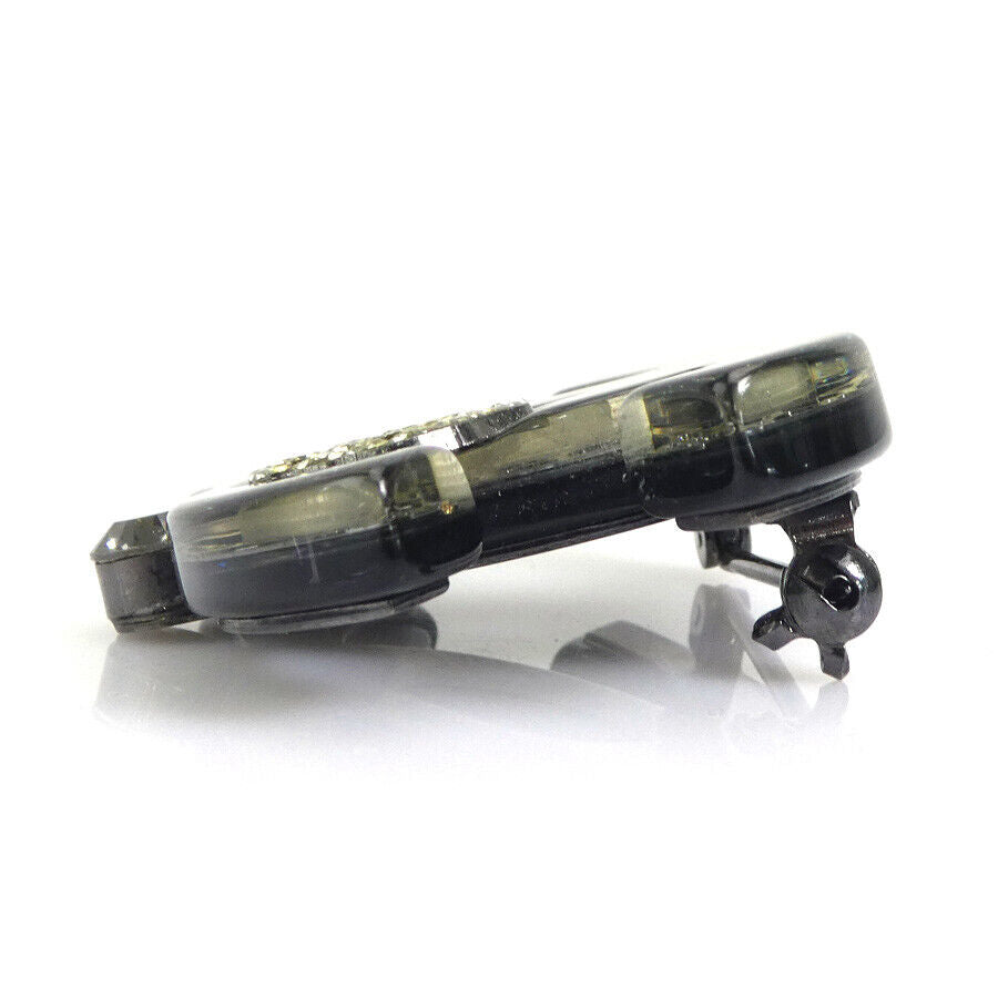 Chanel Cc Logo Brooch Black/Silver
