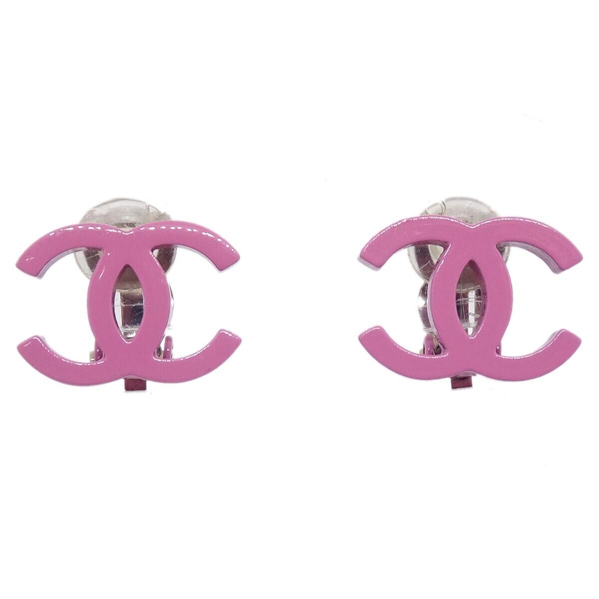 Chanel Cc Earrings Clip-On Pink 04P