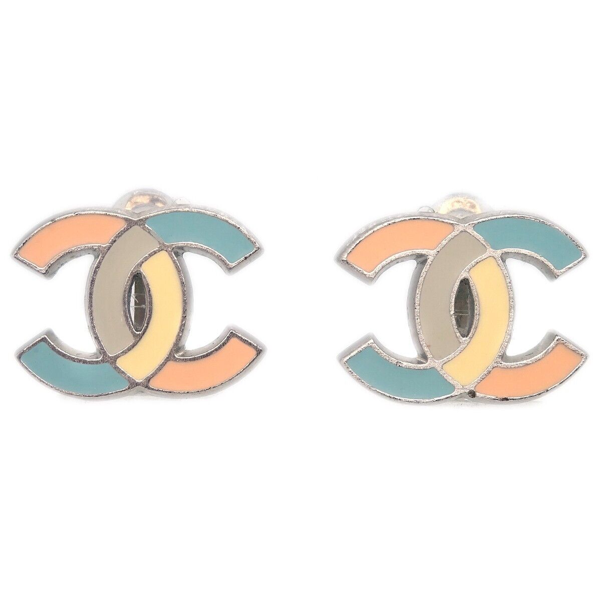 Chanel Cc Earrings Clip-On Multicolor