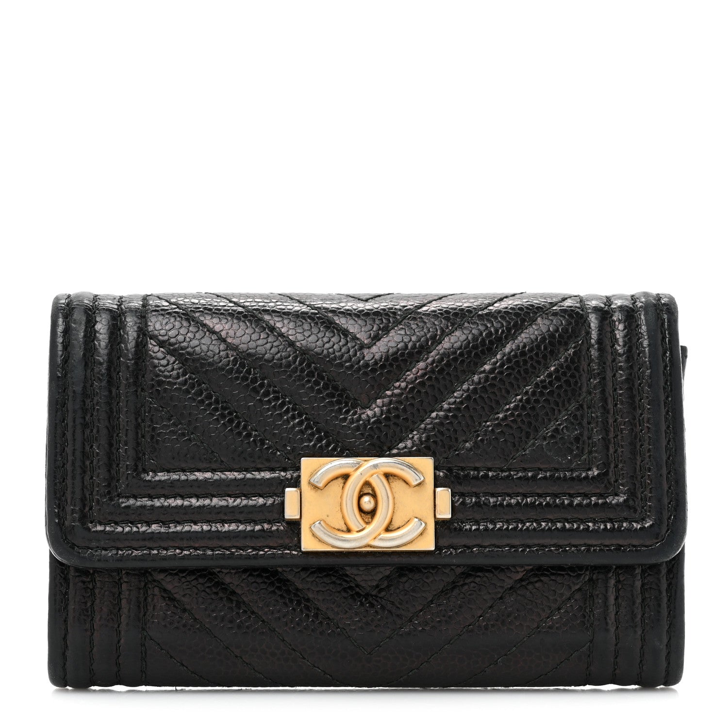 Chanel Caviar Chevron Quilted Boy Flap