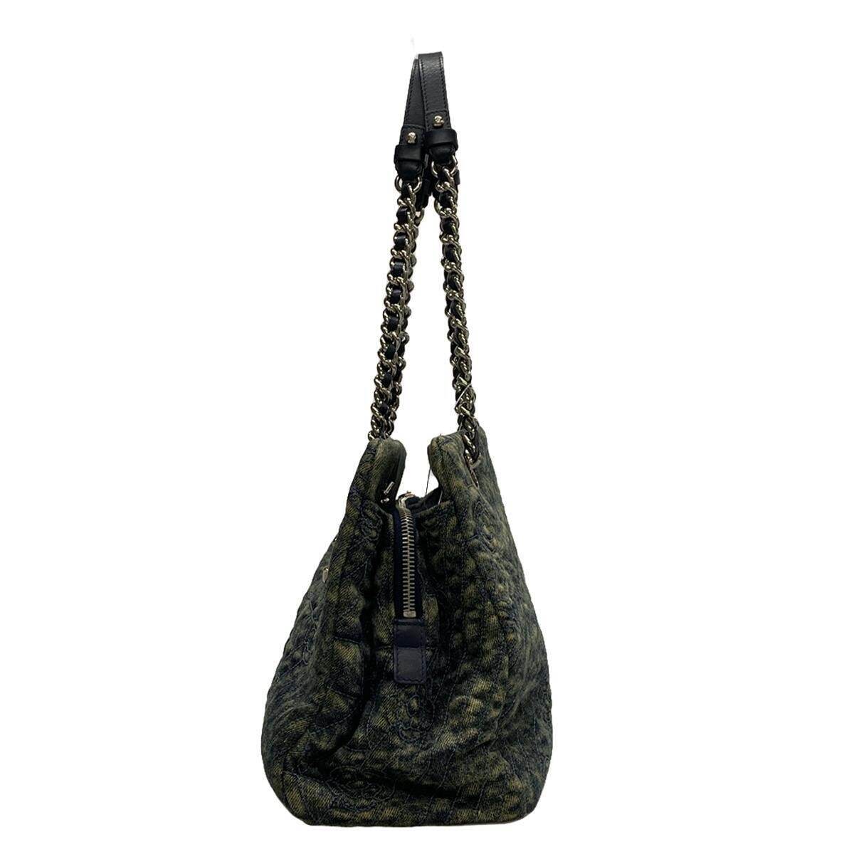 Chanel Camellia Navy Denim Leather