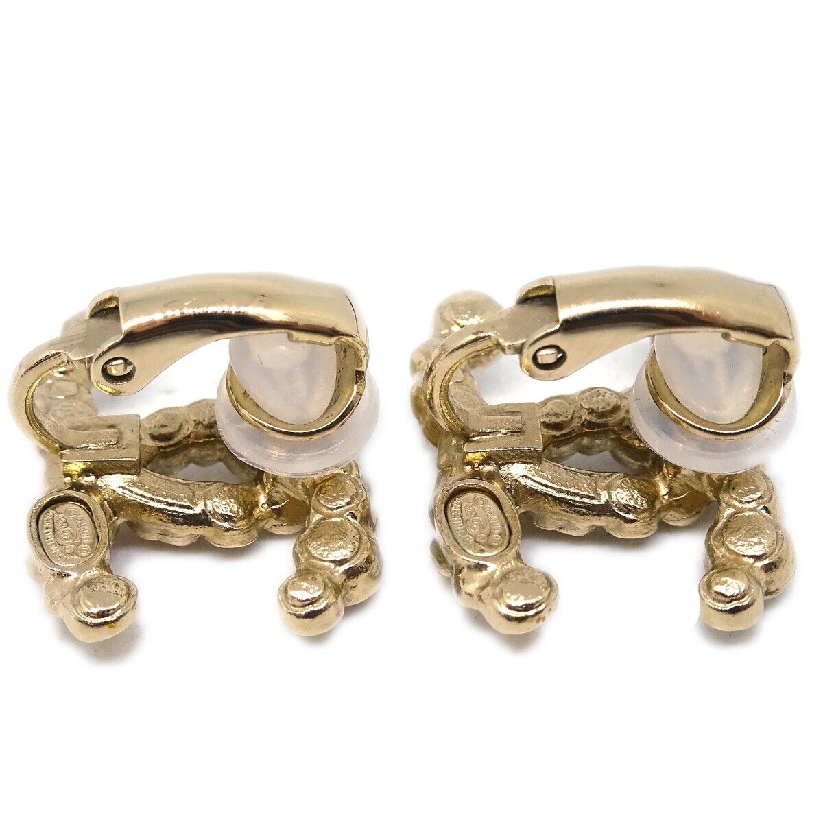 Chanel Cc Earrings Clip-On Rhinestone