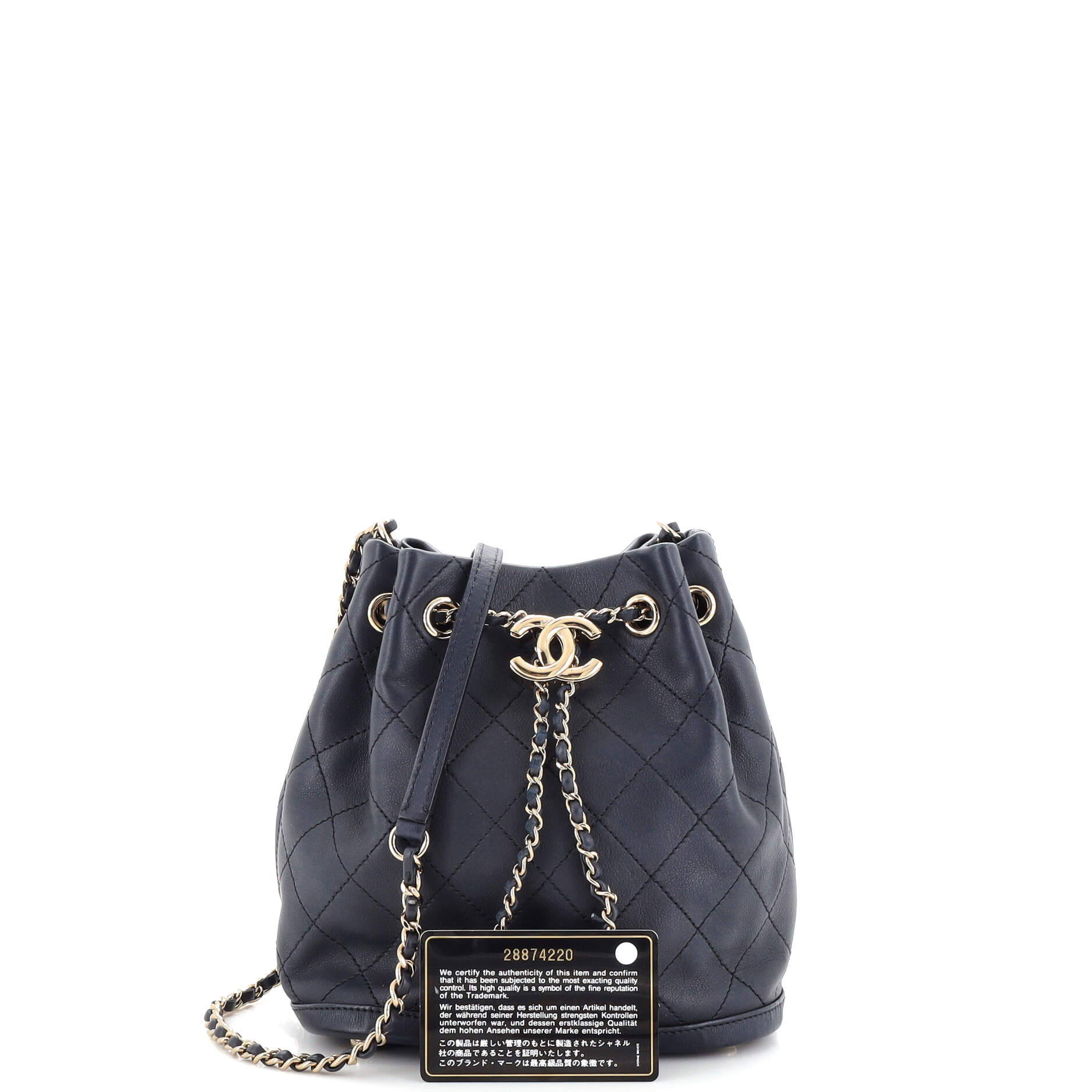 Chanel Cc Drawstring Bucket Bag Quilted