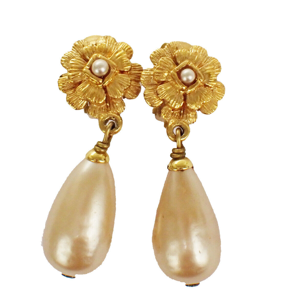 Chanel Camellia Swing Earrings 93P