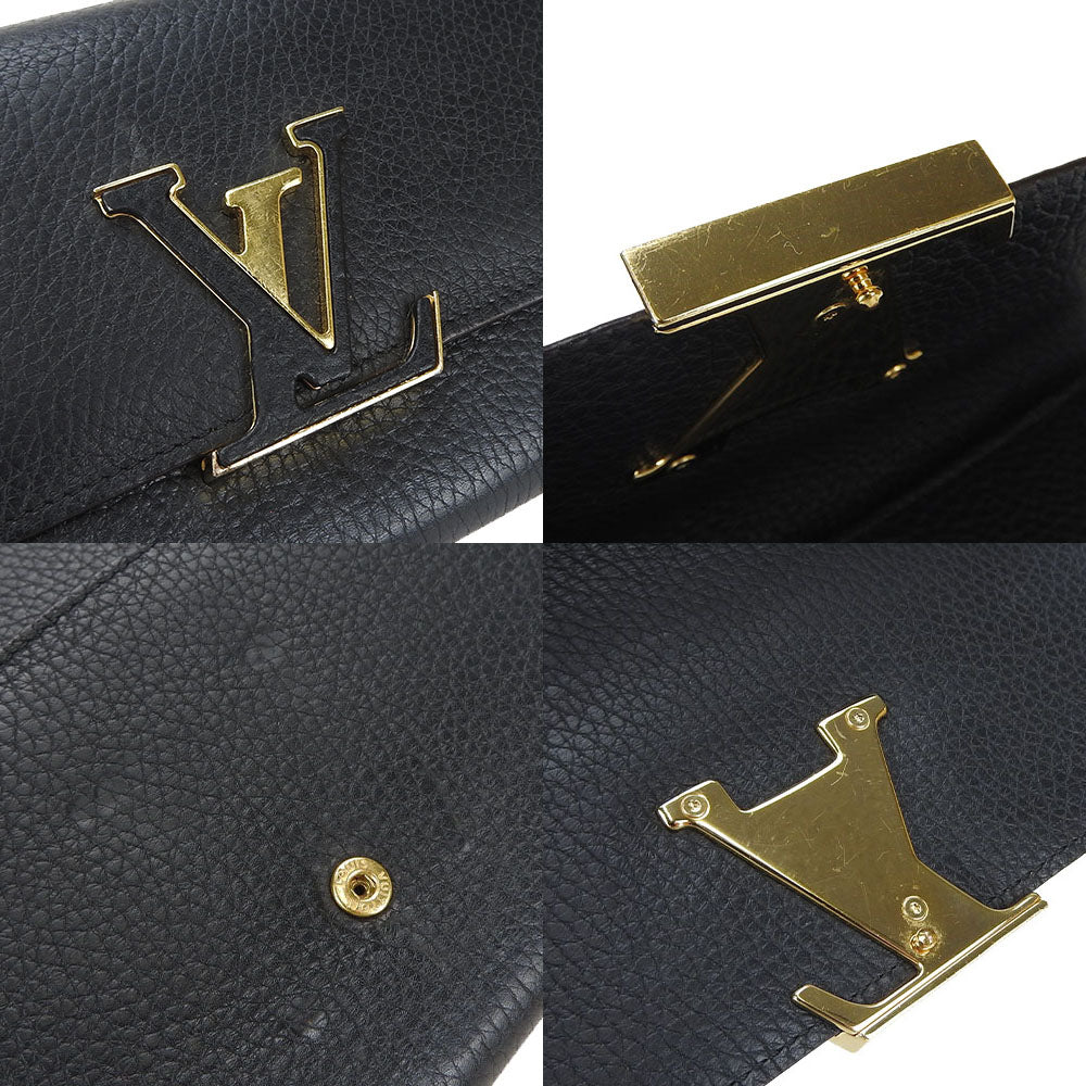 Louis Vuitton Long Purse M61248 Portefeuille Capsine Leather Black Wallet Case