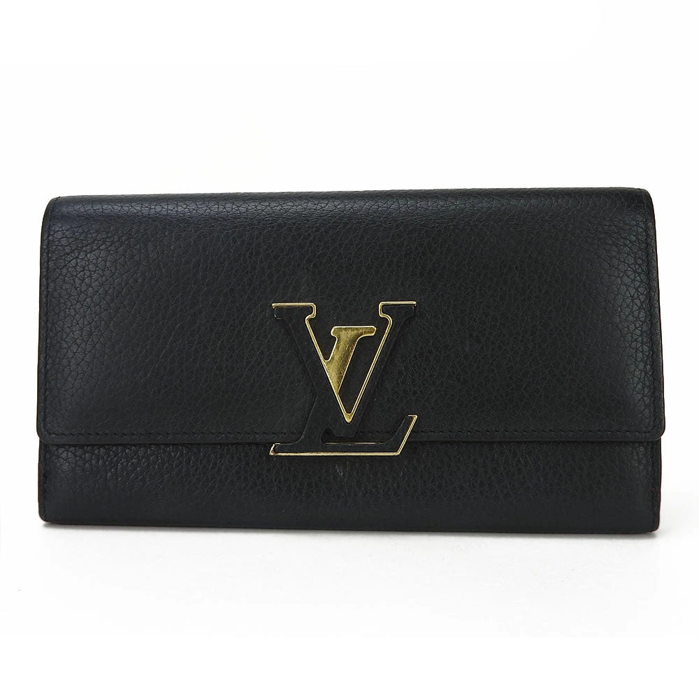 Louis Vuitton Long Purse M61248 Portefeuille Capsine Leather Black Wallet Case