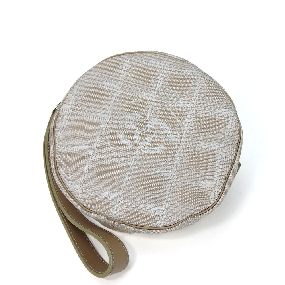 Chanel Jacquard Nylon Pouch Beige Bag