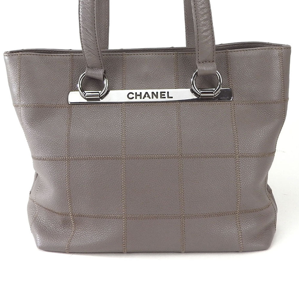 Chanel Caviar skin soft caviar skin Chocolate Gray Tote Bag