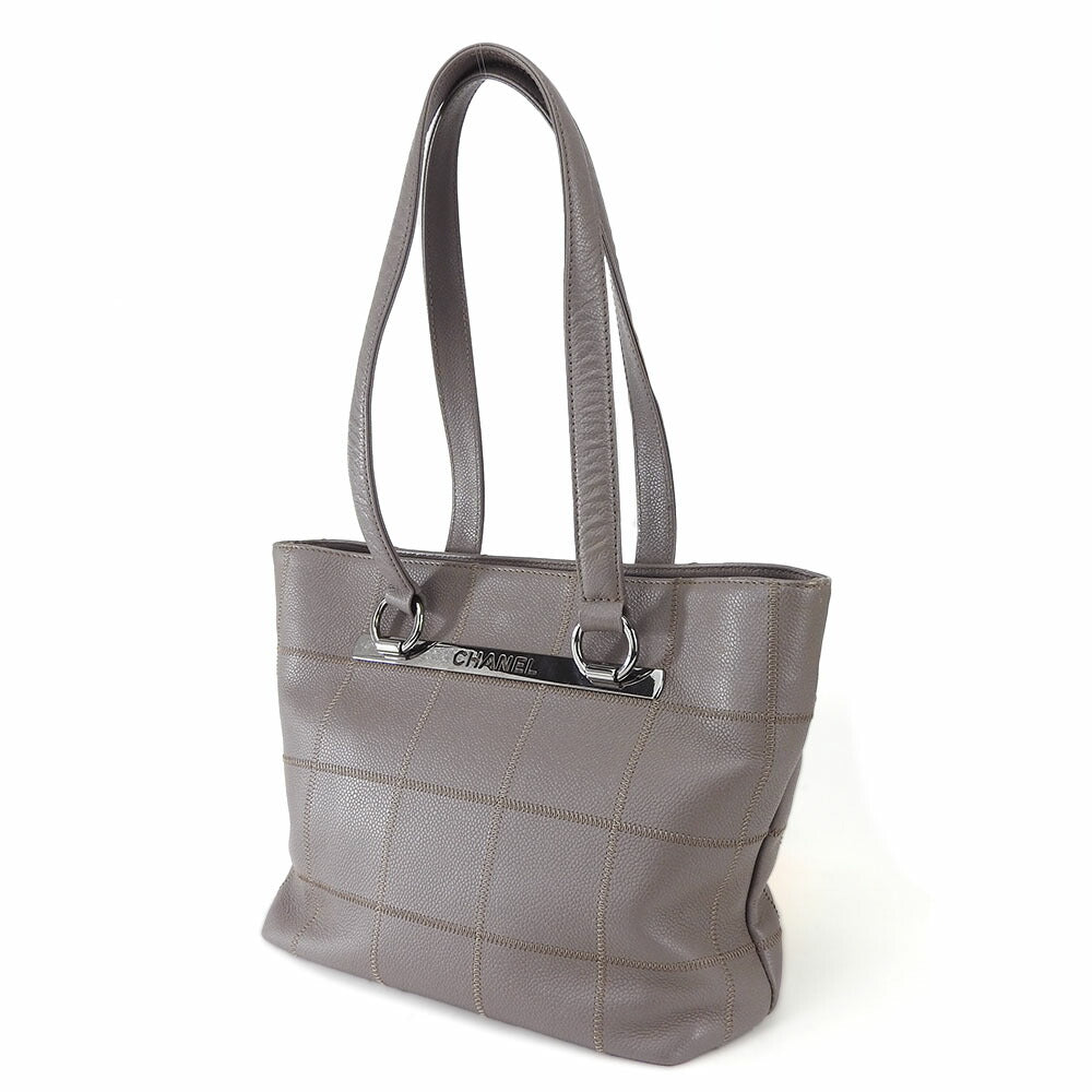 Chanel Caviar skin soft caviar skin Chocolate Gray Tote Bag
