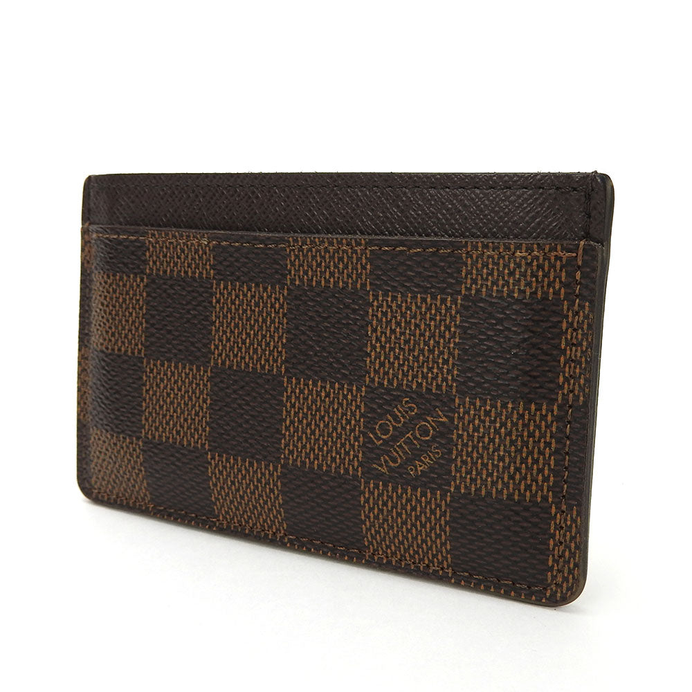 Louis Vuitton N61722 Damier Porte Cartes ESimple Canvas Brown Wallet Case