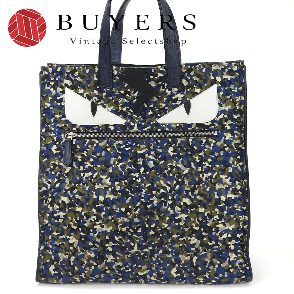 Fendi Tote Bag 7Va367 Bag Bugs Nylon Navy
