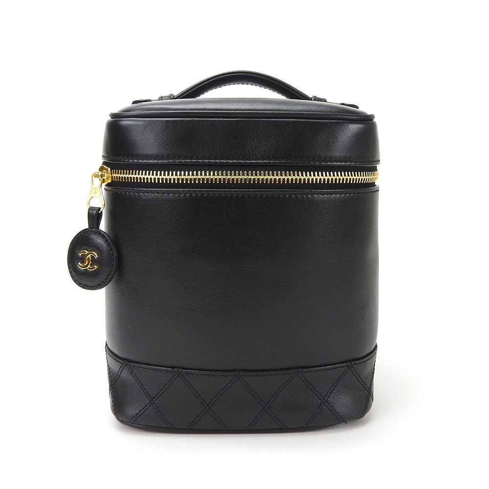 Chanel Cosmetics Bicolole Vanity Black Leather Handbag