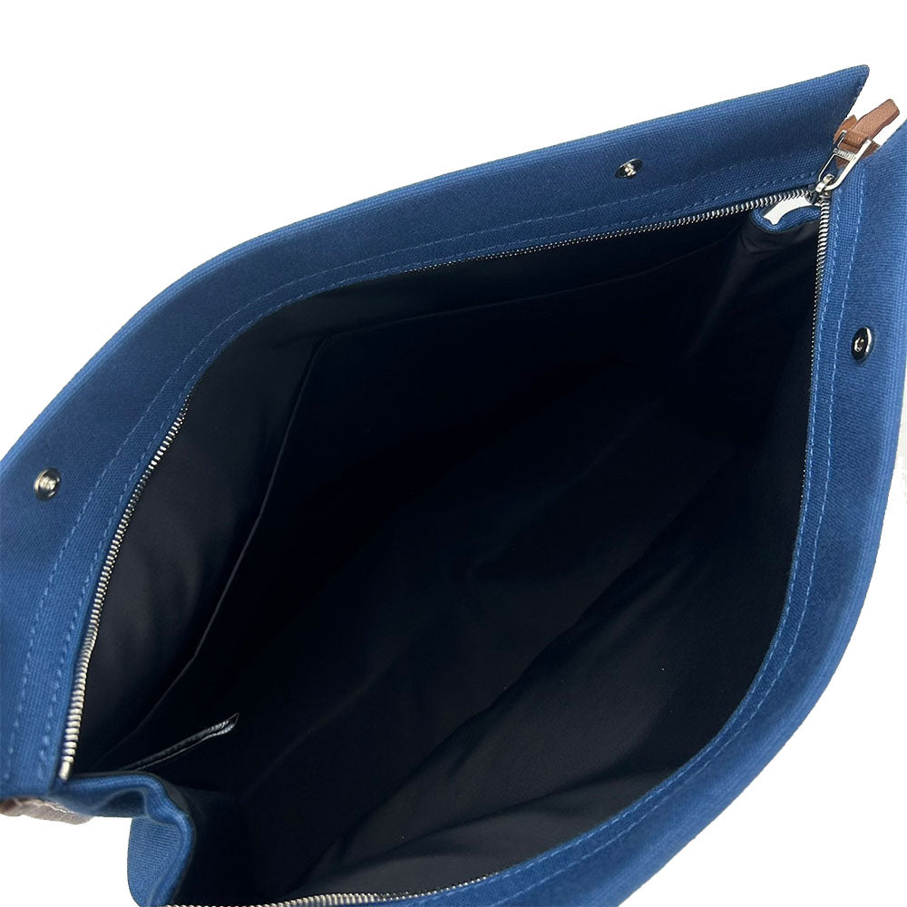 Hermes Clutch Bag Women Unisex Leather Canvas Blue
