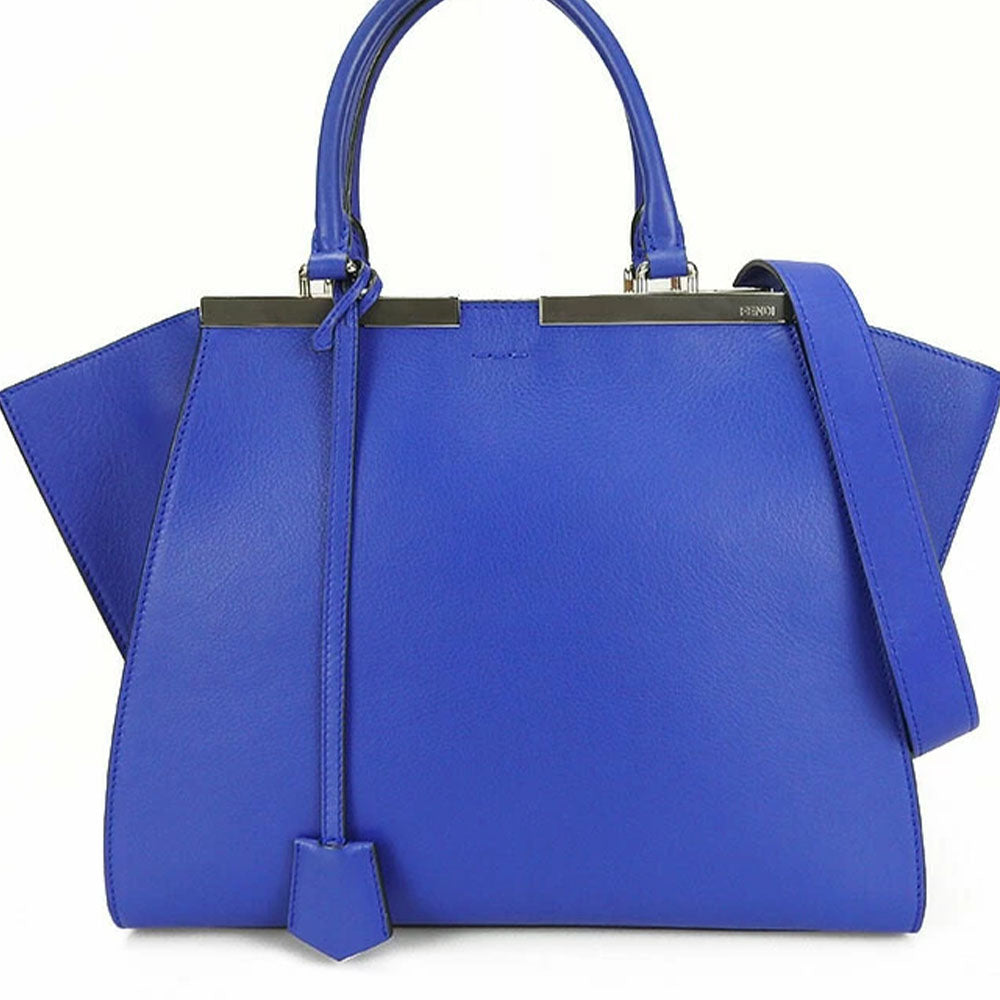 Fendi Handbag 8Bh279 Type Trois Jules Women Leather Blue Travel Bag
