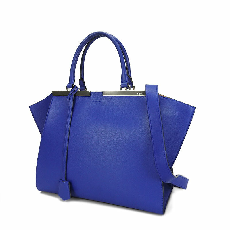 Fendi Handbag 8Bh279 Type Trois Jules Women Leather Blue Travel Bag