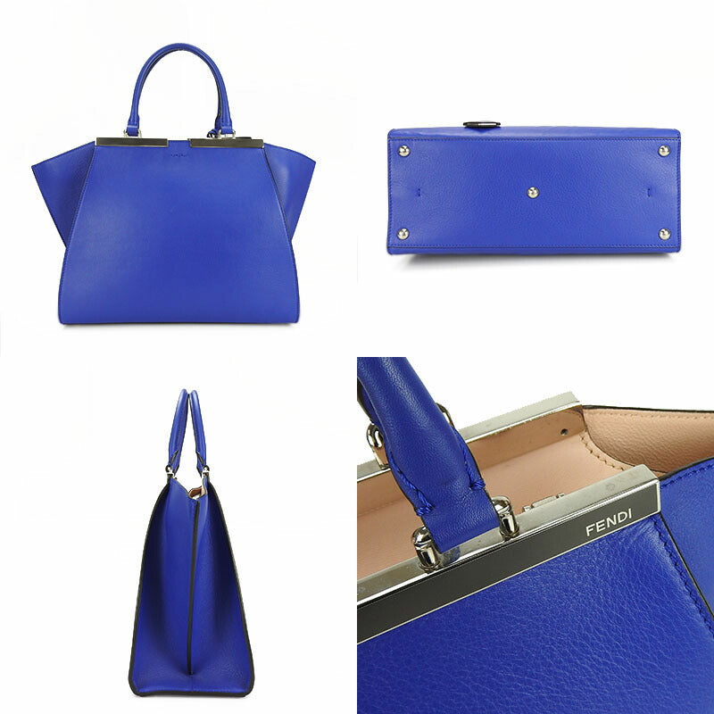 Fendi Handbag 8Bh279 Type Trois Jules Women Leather Blue Travel Bag