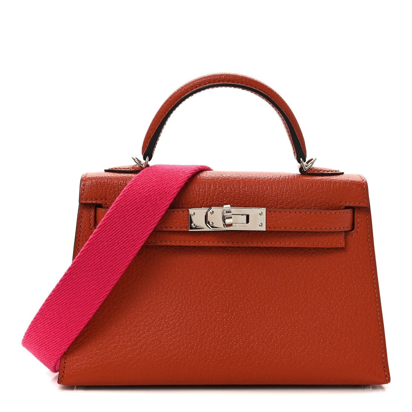Hermes Chevre Mysore Kelly Sellier Cuivre Rose Mexico Handbag Mini Travel Bag Rose Mexico 1557035