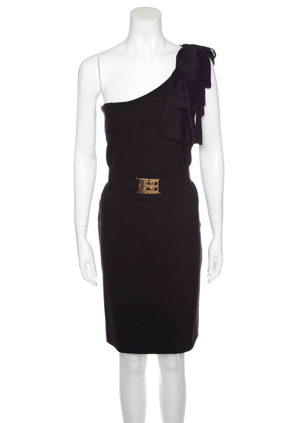 Fendi Shoulder Bag Fitted One Shoulder Dress SZ 44 Black