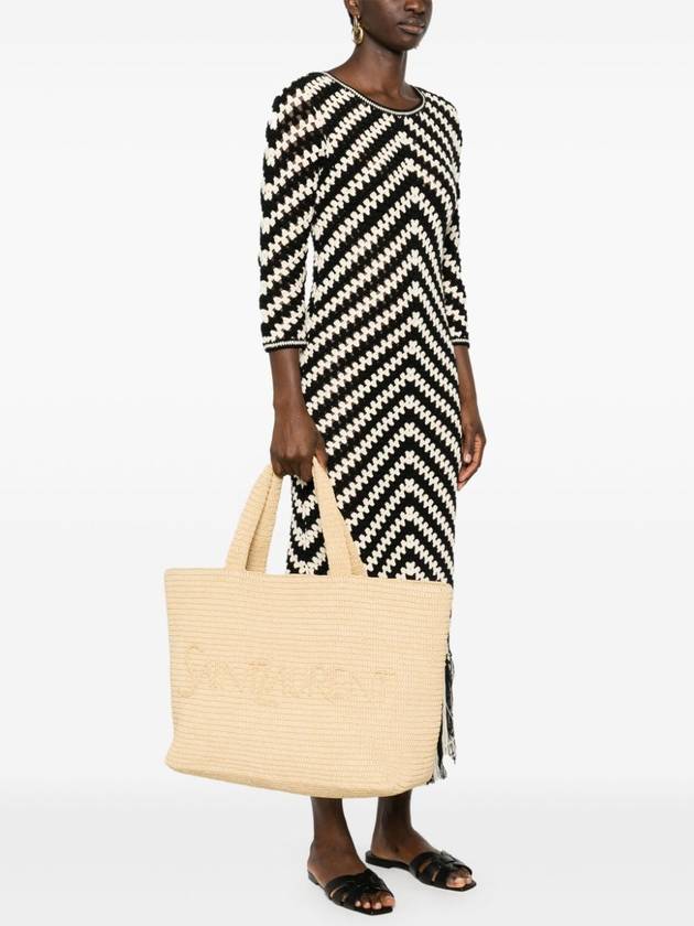 YSL Saint Laurent Luxury Trending Tote Bag Raffia Beige