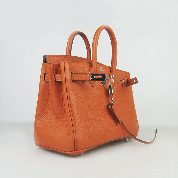 Hermes Luxury Birkin Cm Handbag Orange Silver Travel Bag