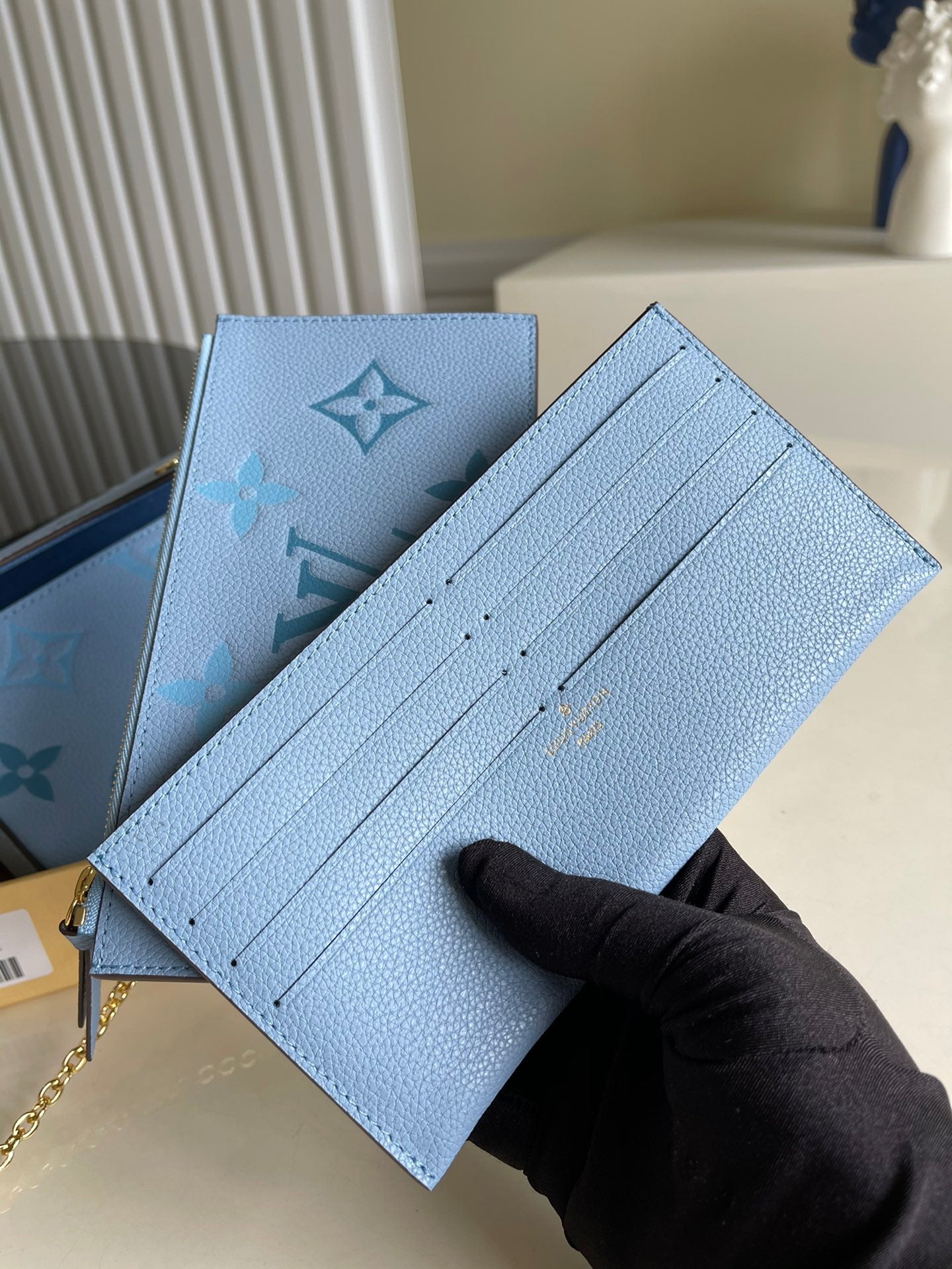 Top Quality Felicie Pochette Tourterelle Empreinte For Monogram Blue Travel Bag