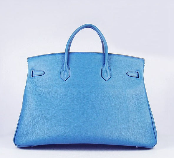 Hermes Luxury Birkin Cm Togo Handbags Leather Blue Travel Bag