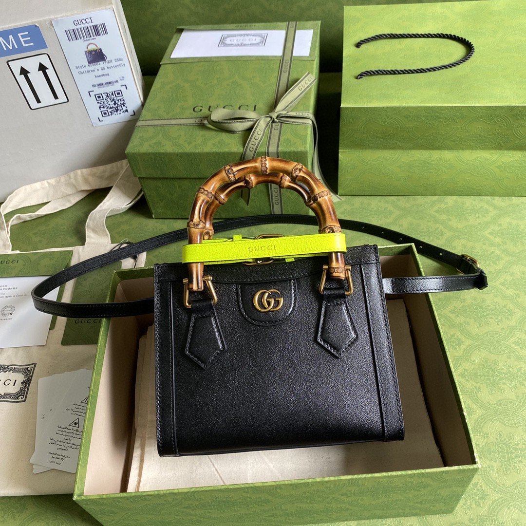 gg Diana 8in 20cm gg Black Small Tote Bag