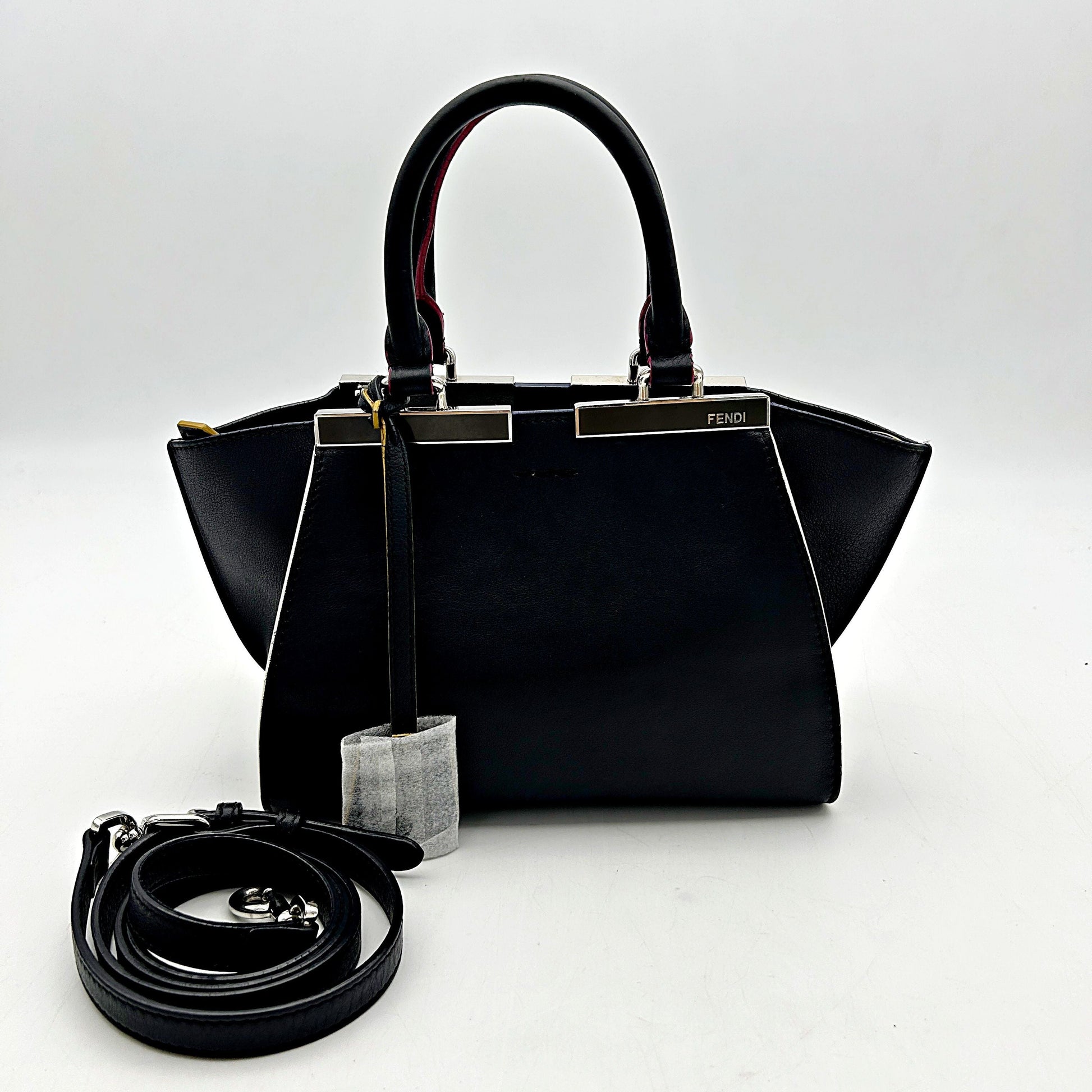 Fendi Handbag Petit Trois Jour Leather Black