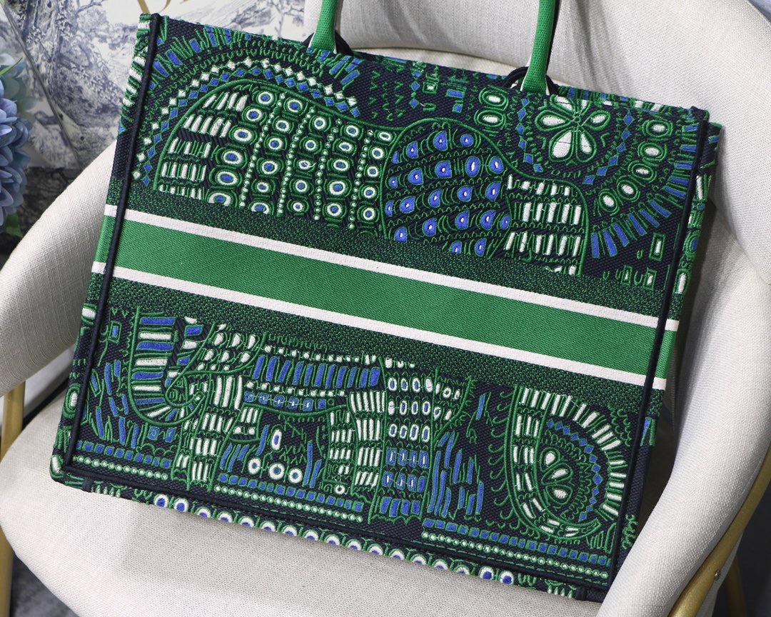 Book Cd Green Multicolor Large Book Tote Bag