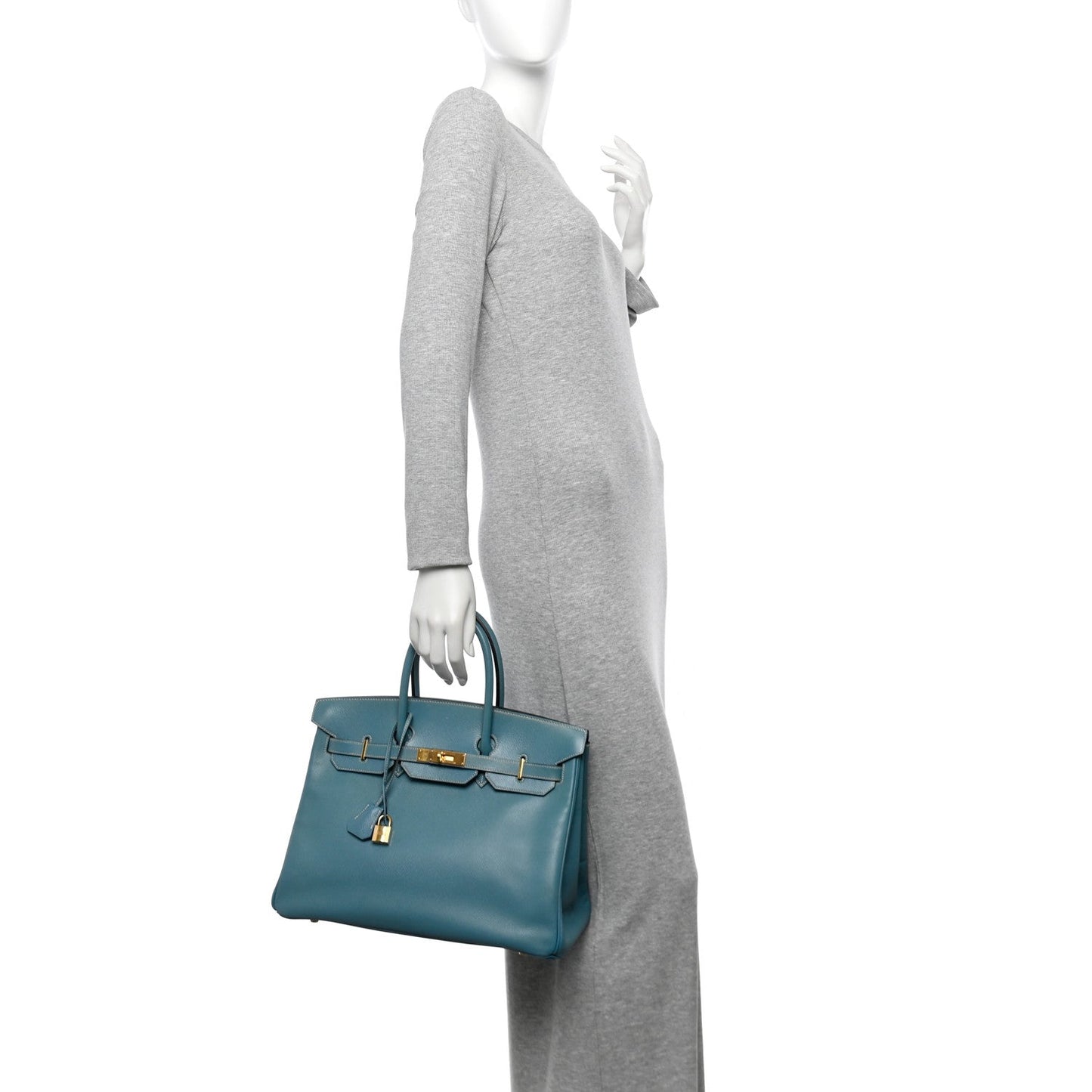 Hermes Courchevel Birkin Jean Handbag Blue Travel Bag