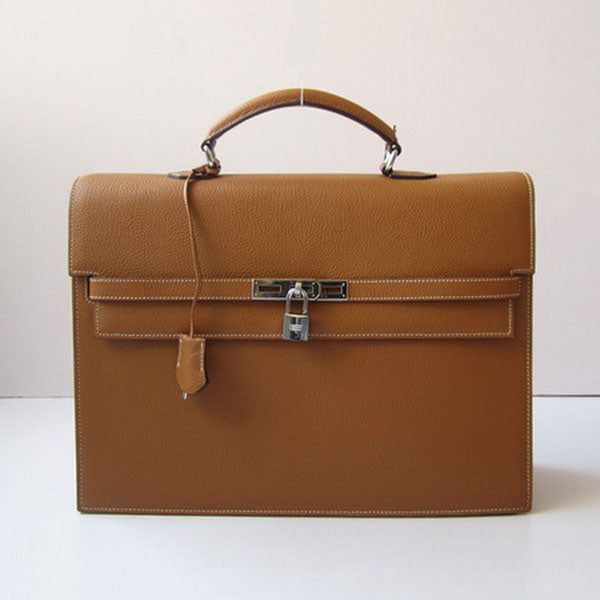 Hermes Luxury Briefcases H Briefcase Cow Coffee Bag Leather Travel Bag
